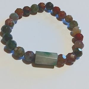 NWT.  Jasper and Jade Stretch Bracelet